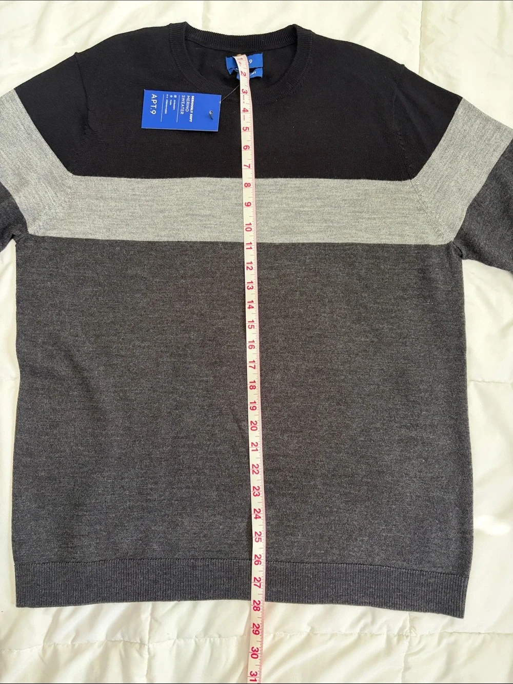Apt. 9 Men's Merino Wool Blend Crewneck Colorblock Sweater Lg NWT